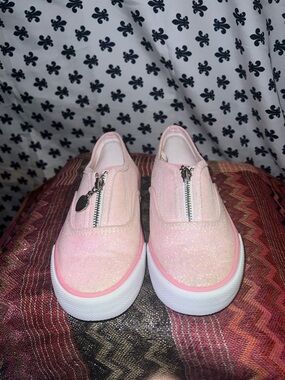 Kids Glitter Zip Slip-On Shoes - Pink